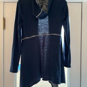 Navy Hooded Long Sleeve Top